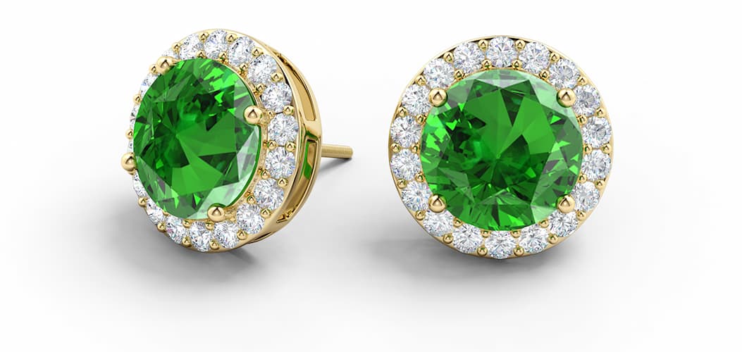 Lab-Grown Emerald Halo Stud Earrings