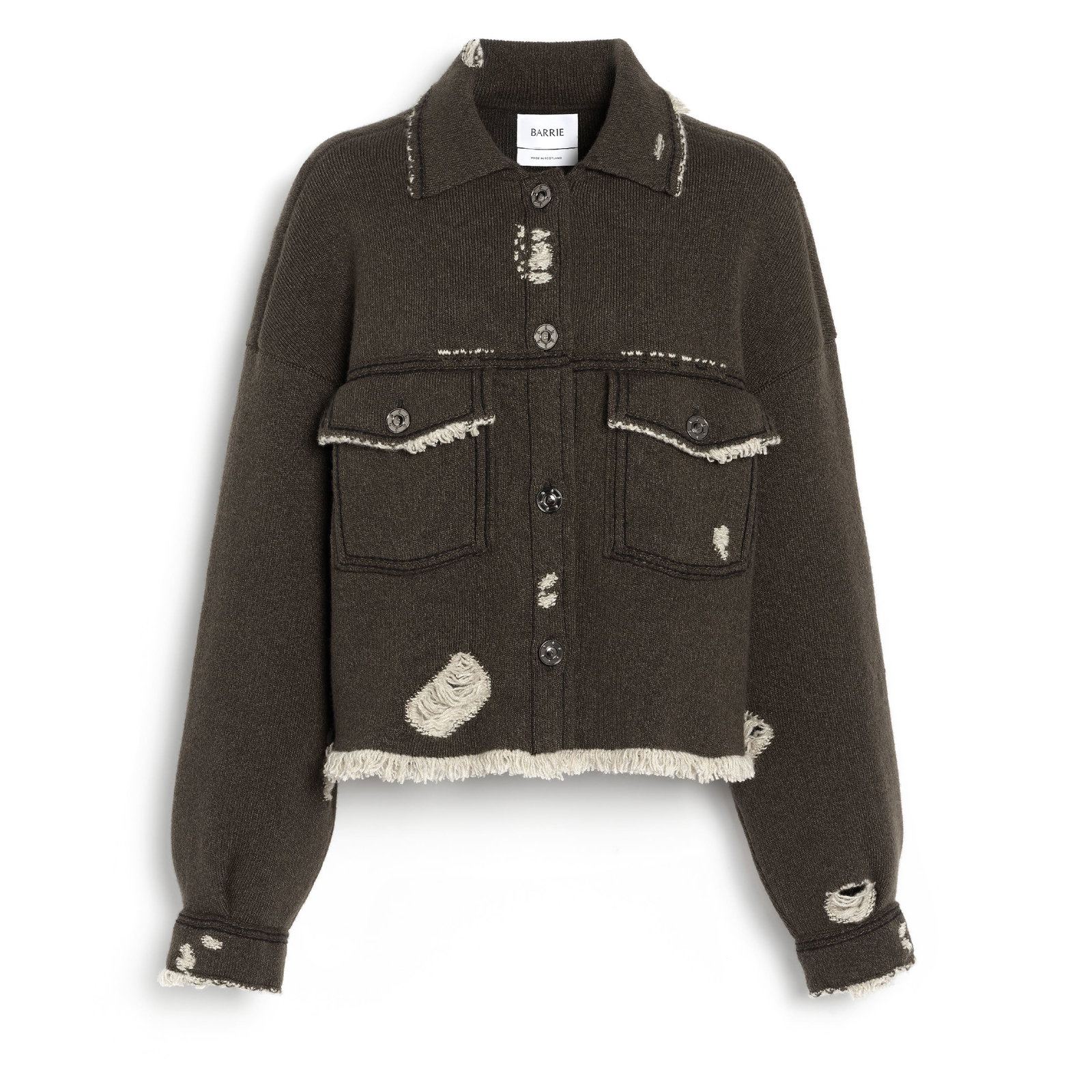Image of Veste Denim à franges en cachemire et coton