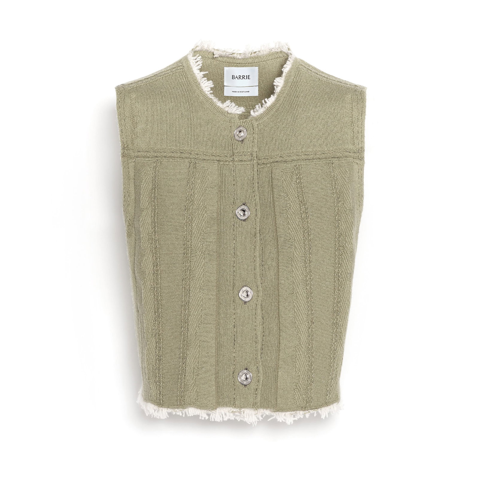 Image of Veste Denim à franges sans manches en cachemire et coton