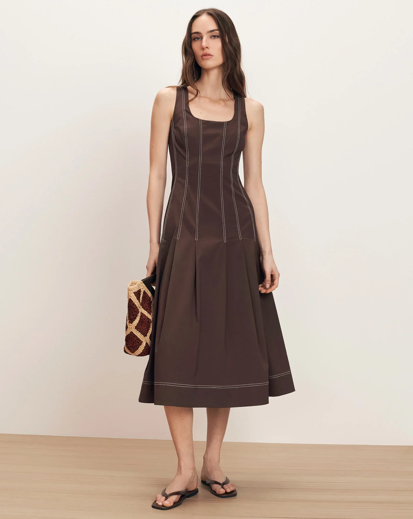 Image of Jolie Cotton Poplin Midi Dress