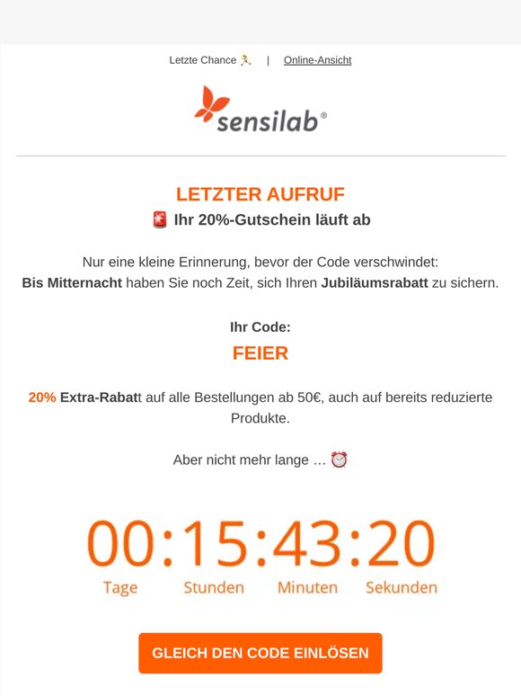 🚨 Tick-Tack ... EXTRA 20% Rabatt läuft ab