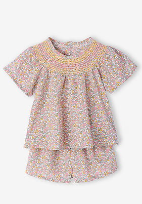 Girl's set blouse + short - multicoloured