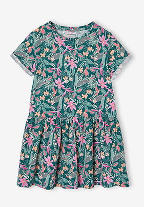 Printed Dress for Girls - printed green