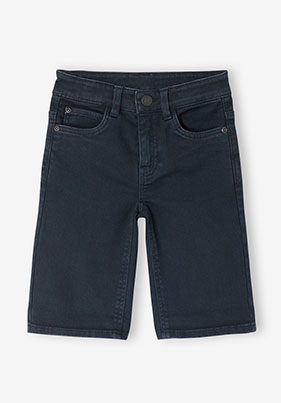 Boy's 5-pocket bermuda shorts - navy blue