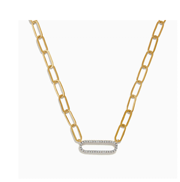D'oro 14K Yellow Gold Diamond Paperclip Necklace