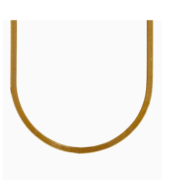 14K Yellow Gold Textured Herringbone Chain Necklace 17"