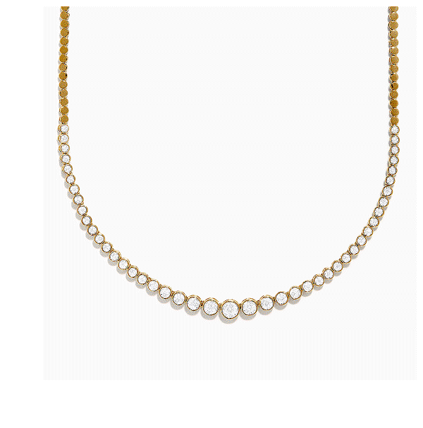 14K Yellow Gold Graduated Diamond Tennis Necklace