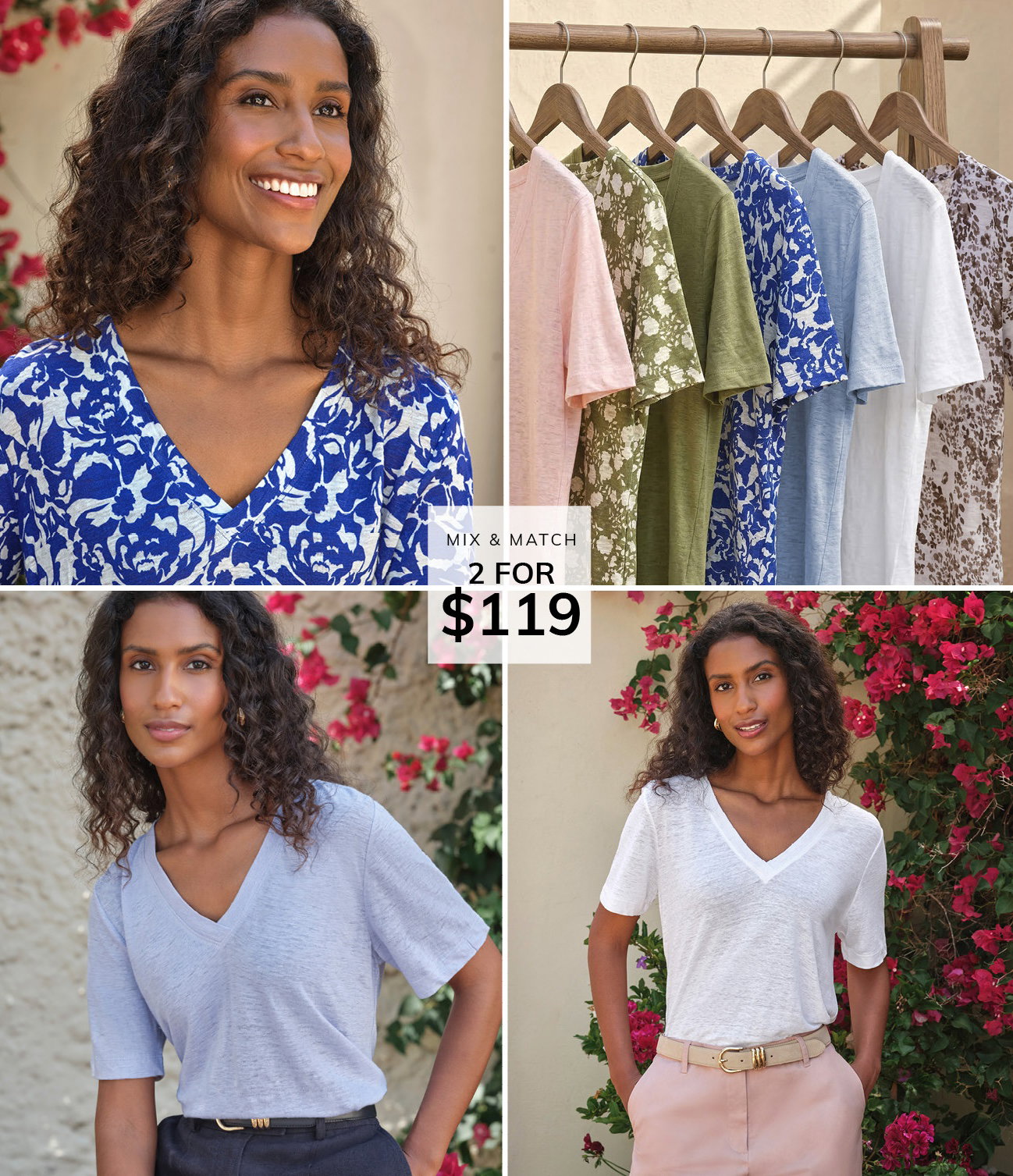 Linen Short Sleeve V Neck T-Shirt