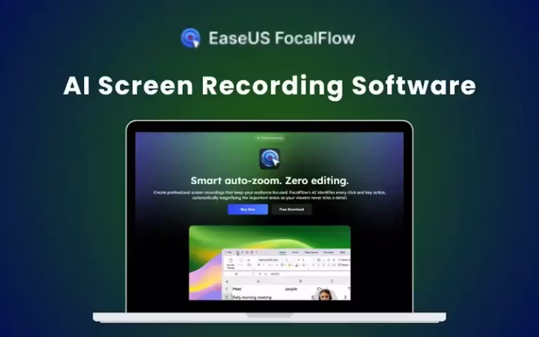 EaseUS FocalFlow – AI Screen Recording With Auto-Zoom (3PCs – Windows) | Annual Access