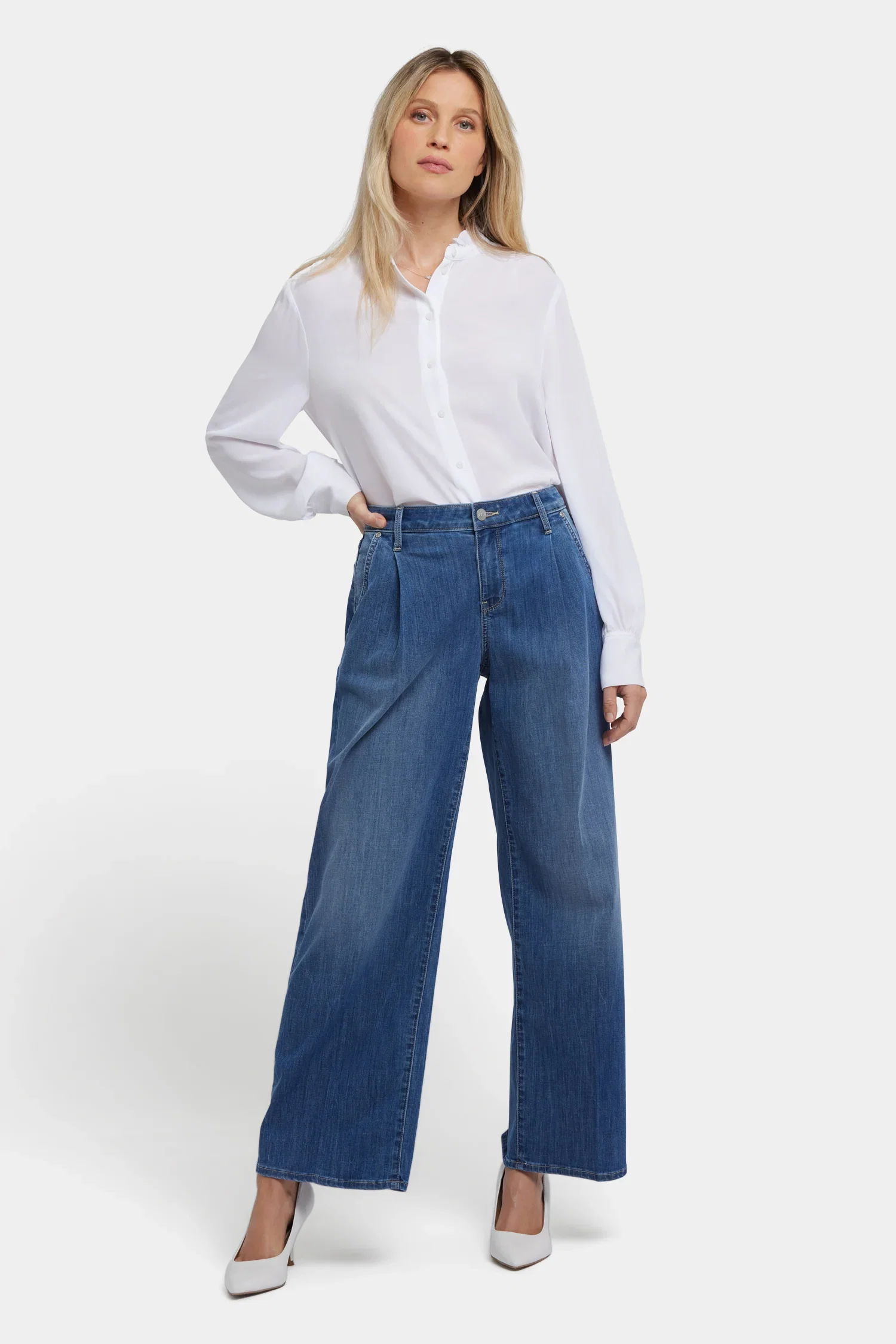 Image of Teresa Wide Leg Ankle Jeans - Romantic Indigo