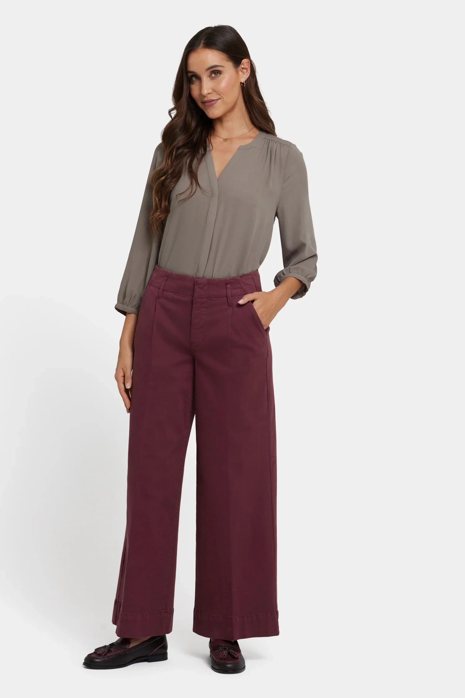 Image of Mona Wide Leg Trouser Jeans - Sienna Red