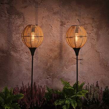 2 Balises Solaires Effet Rotin Tressé