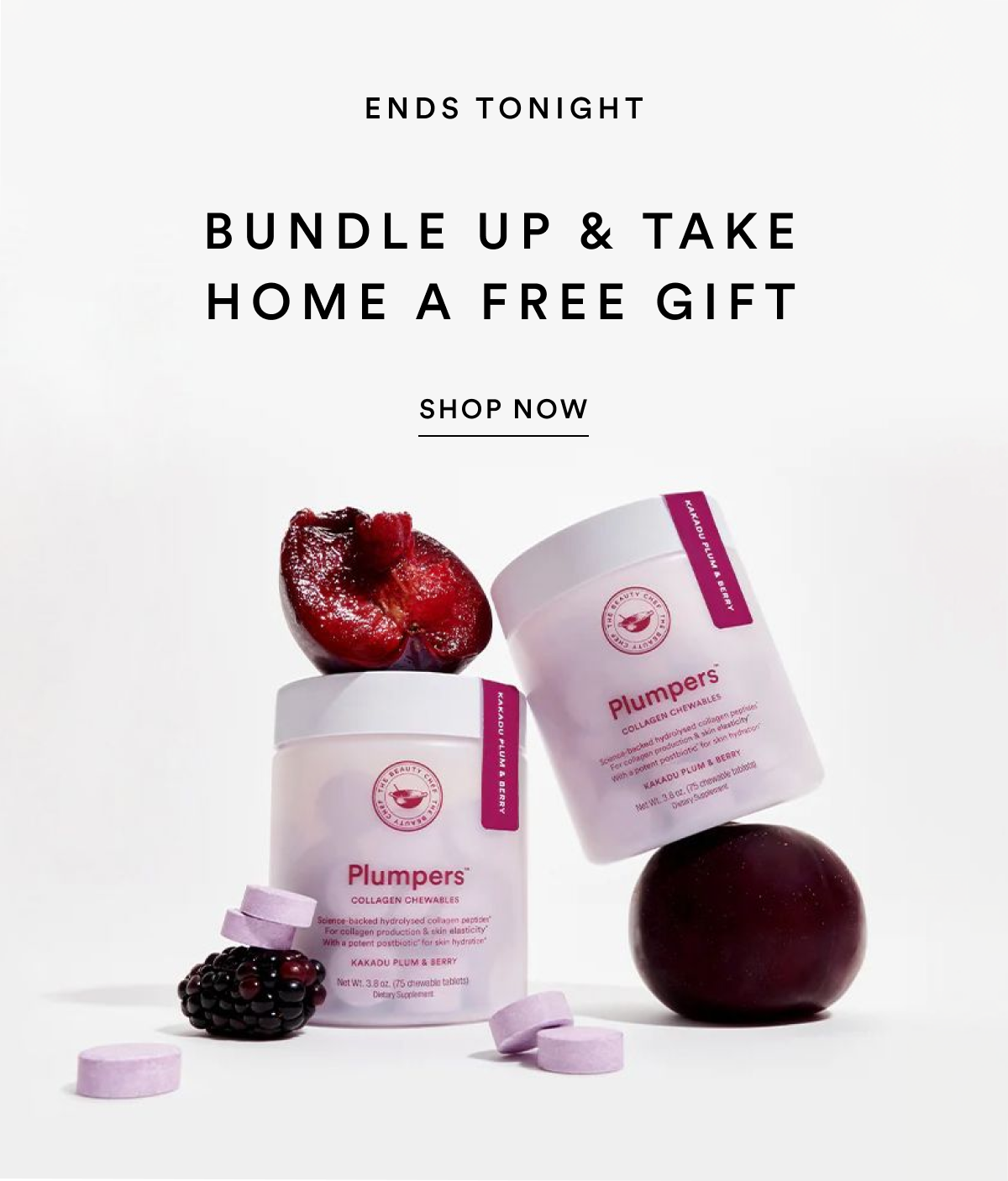 The Beauty Chef: Final Hours - A Free Gift Is Waiting For You... Shop Now & Score A FREE Tub Of Plumpers™ Collagen  Chewables in Kakadu Plum & Berry (v. at $45).