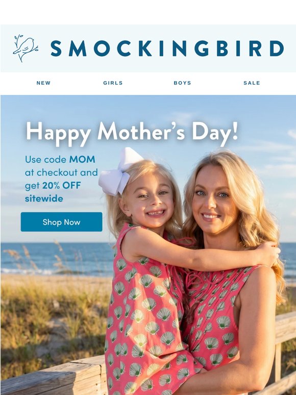 Happy Mother’s Day — Enjoy 20% Off Sitewide 💝