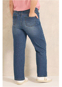 EVANS CurveFit Blue Midwash Straight Leg Jeans