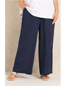 EVANS Curve Navy Blue Wide Leg Tie Trouser