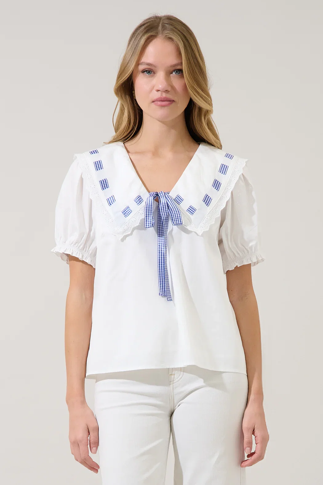 Image of Miriam Gingham Sailor Top