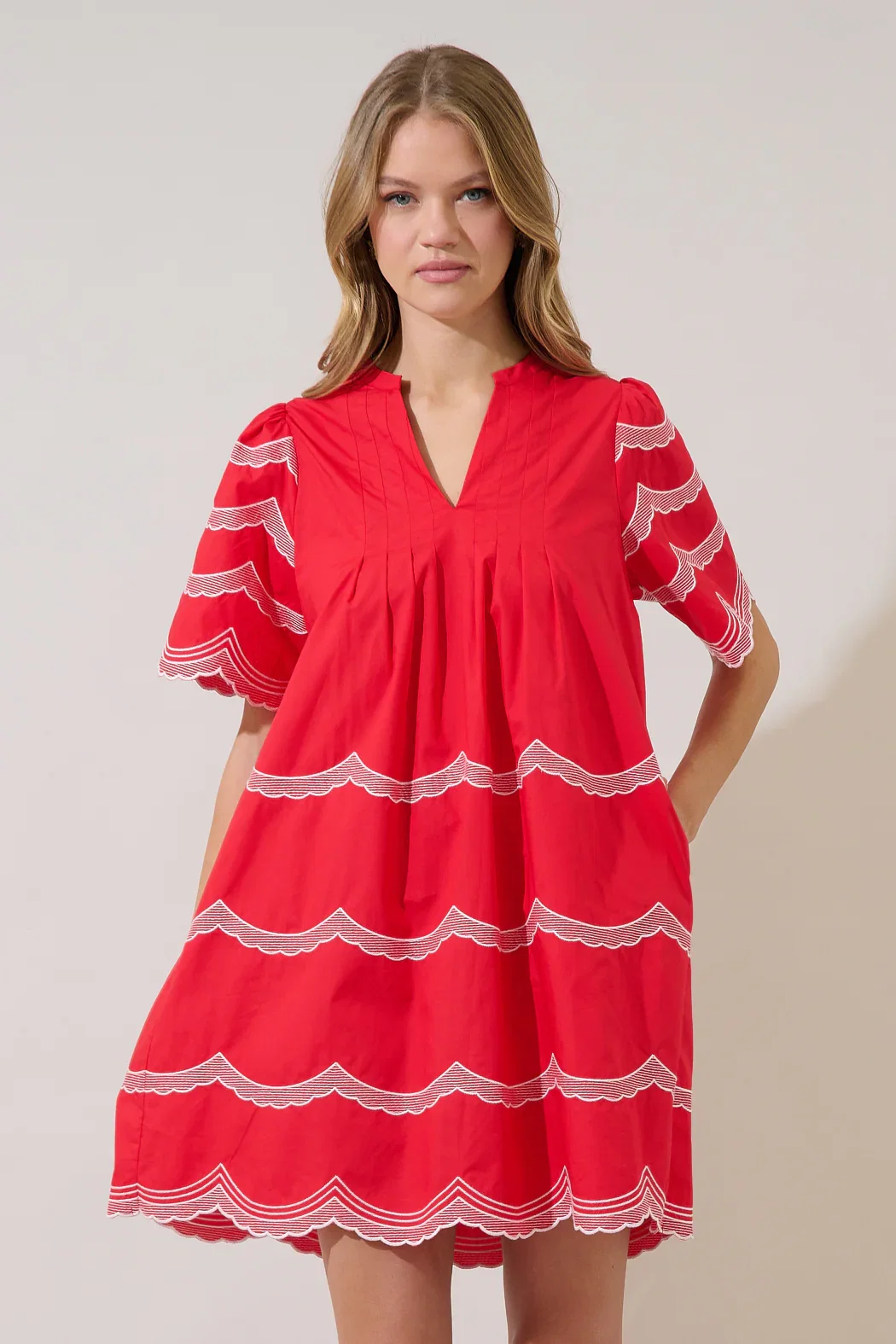 Image of Vanny Embroidered Shift Mini Dress