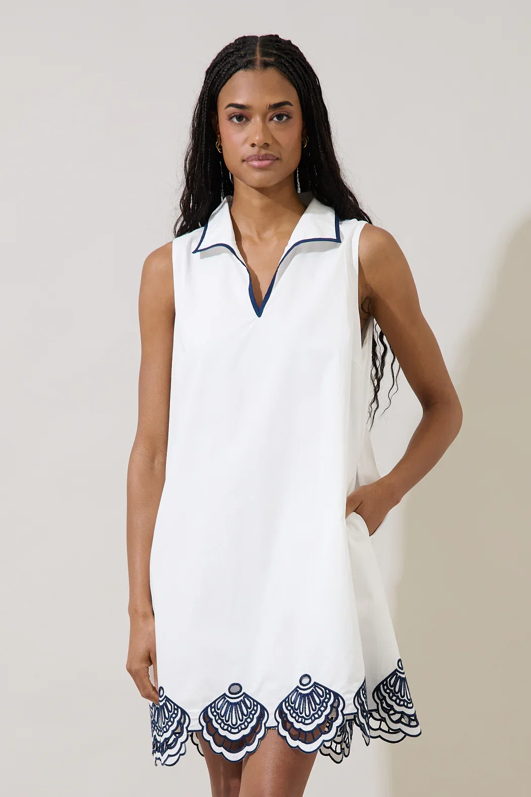 Image of Ashley Embroidered Collared Mini Dress