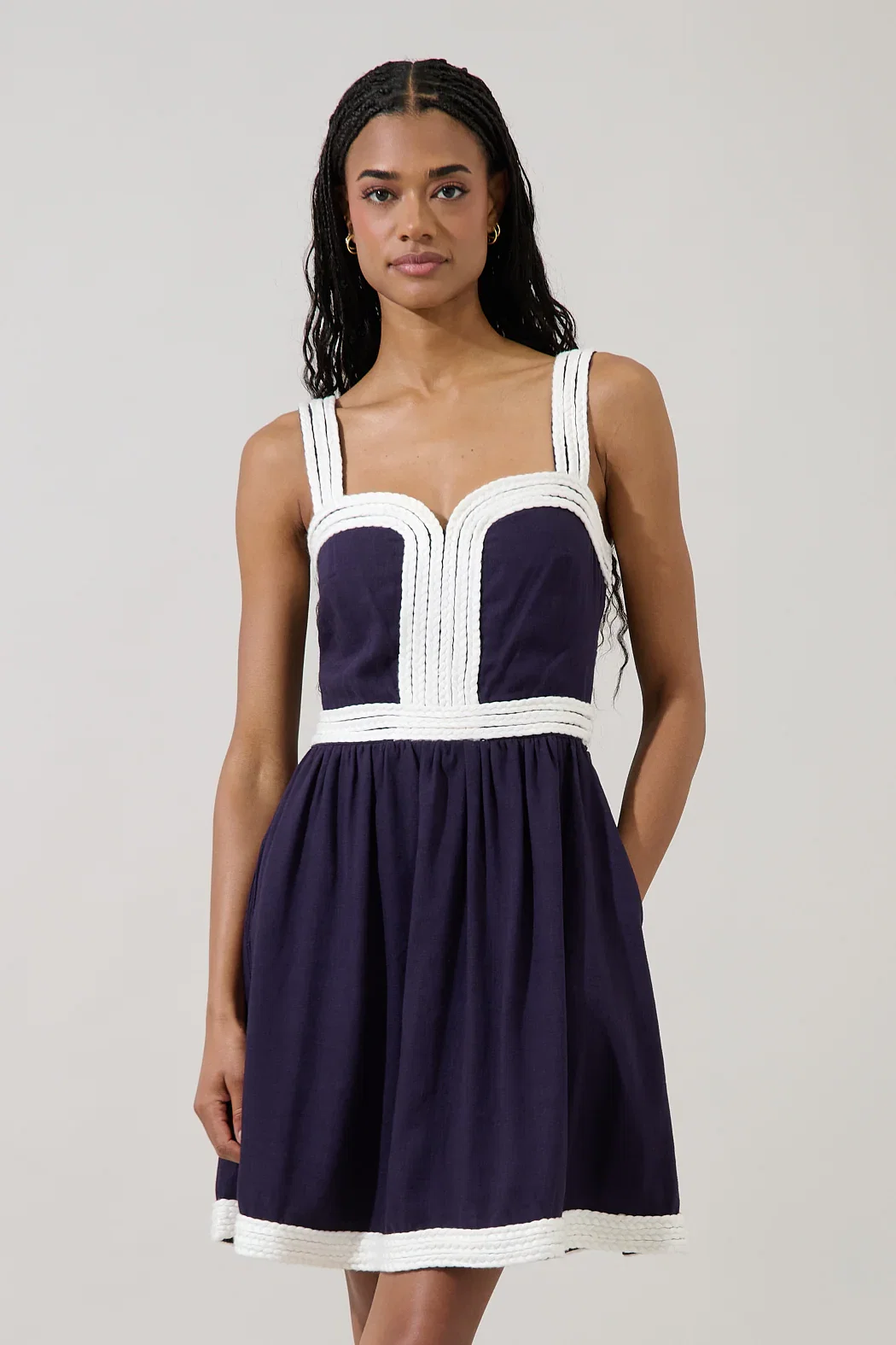 Image of Diamy Braided Contrast Mini Dress