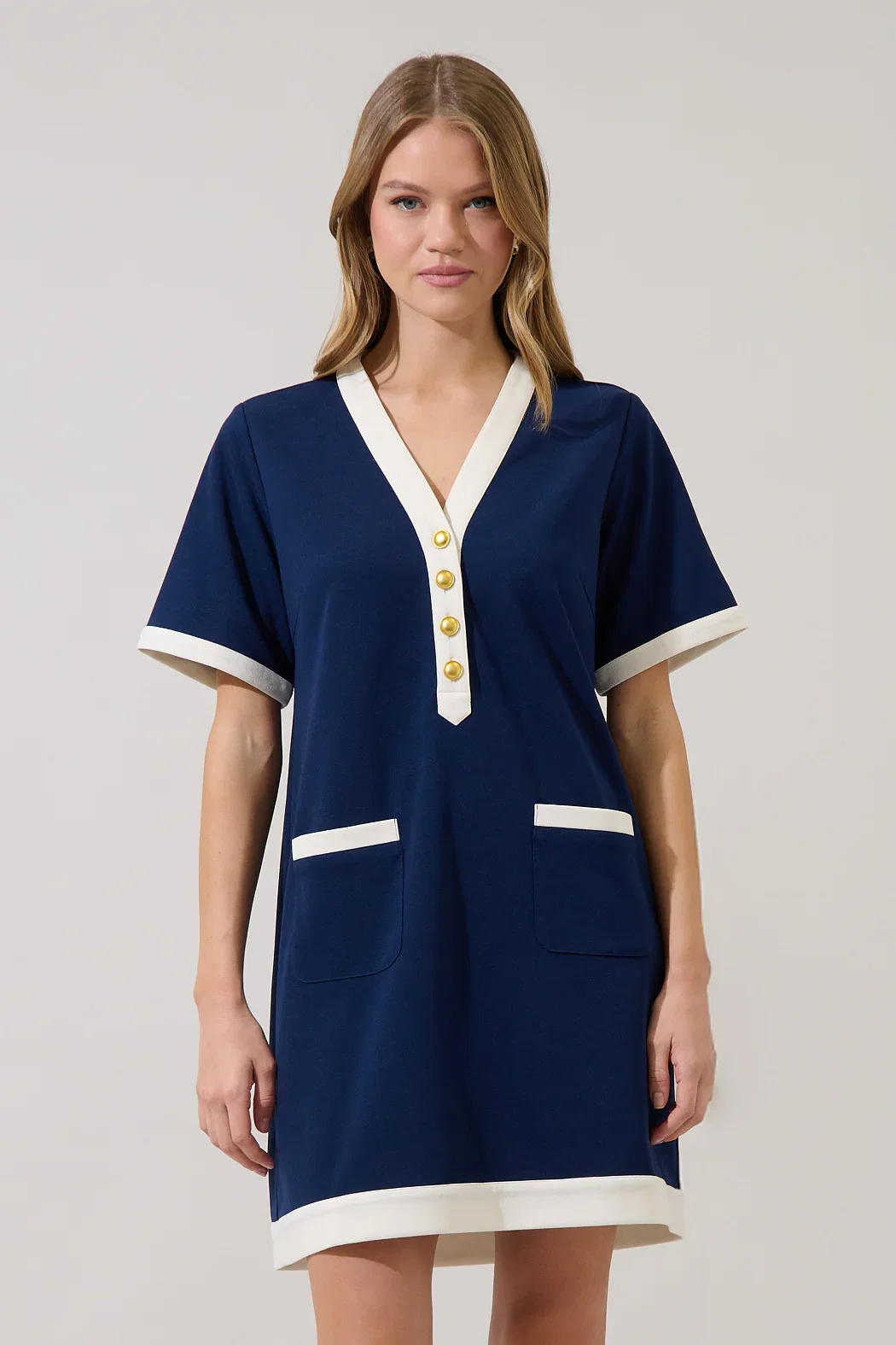 Image of Durmela Contrast Shift Mini Dress