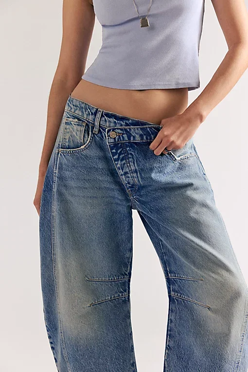 We The Free Good Luck Mid Rise Barrel Jeans