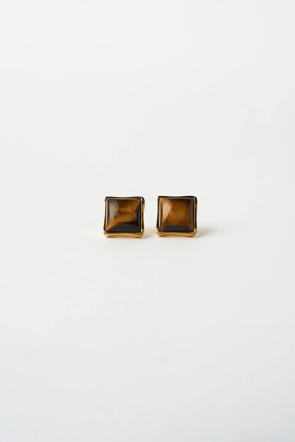 Image of The Cufflink Stud Earring - Large in Tiger's Eye