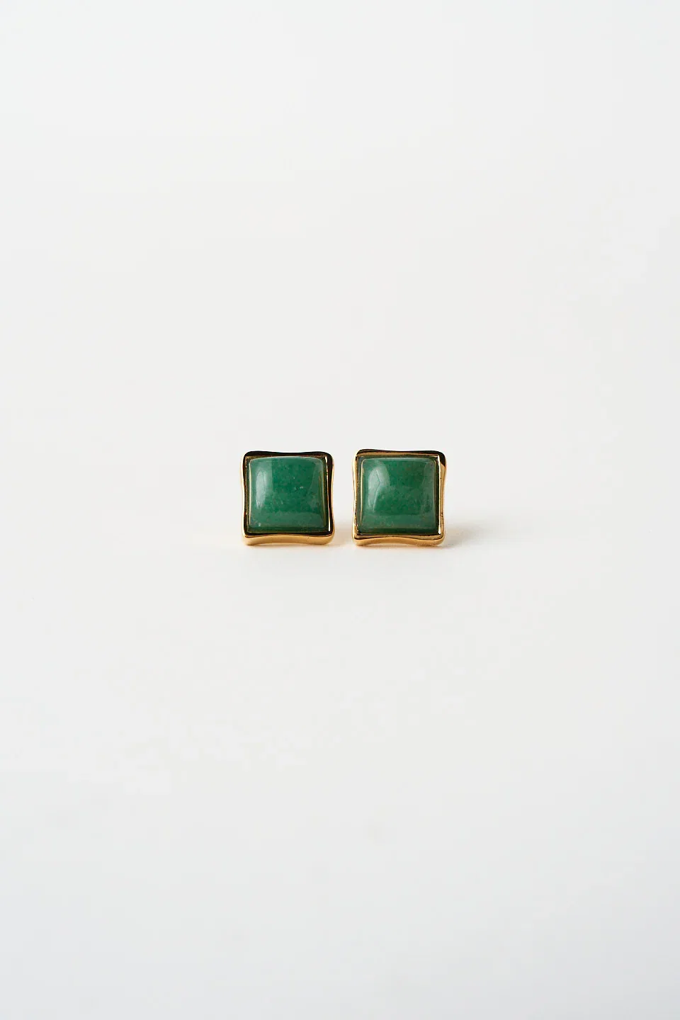 Image of The Cufflink Stud Earring - Large in Dark Green Aventurine