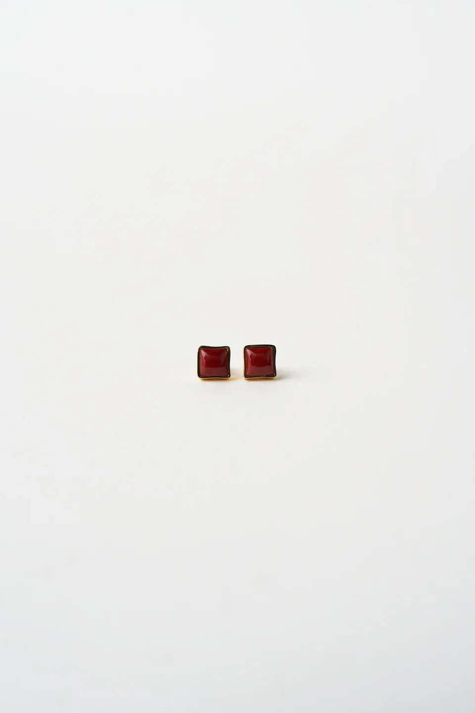 Image of The Cufflink Stud Earring - Small in Red Jasper