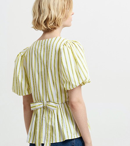 Cambria Cotton Striped Peplum Top