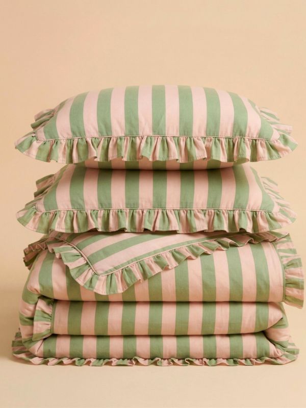 Green stripe duvet set