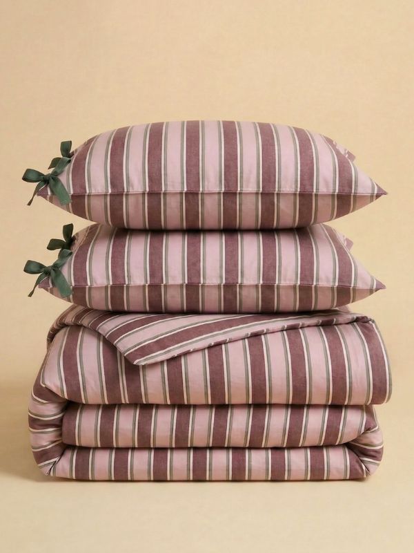 Pink stripe duvet set