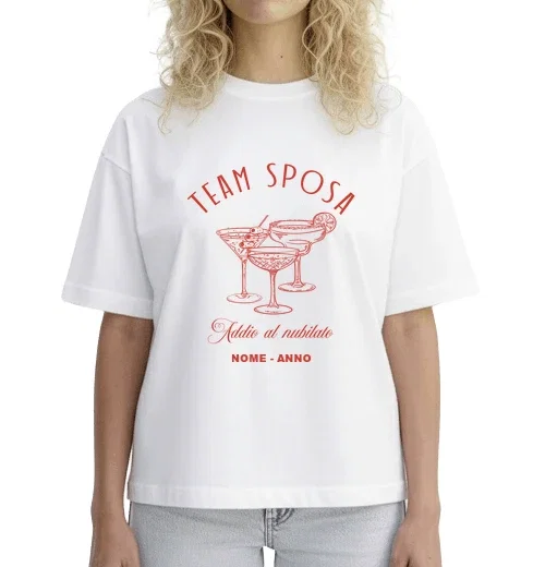 t-shirt oversize team sposa cocktails personalizzata