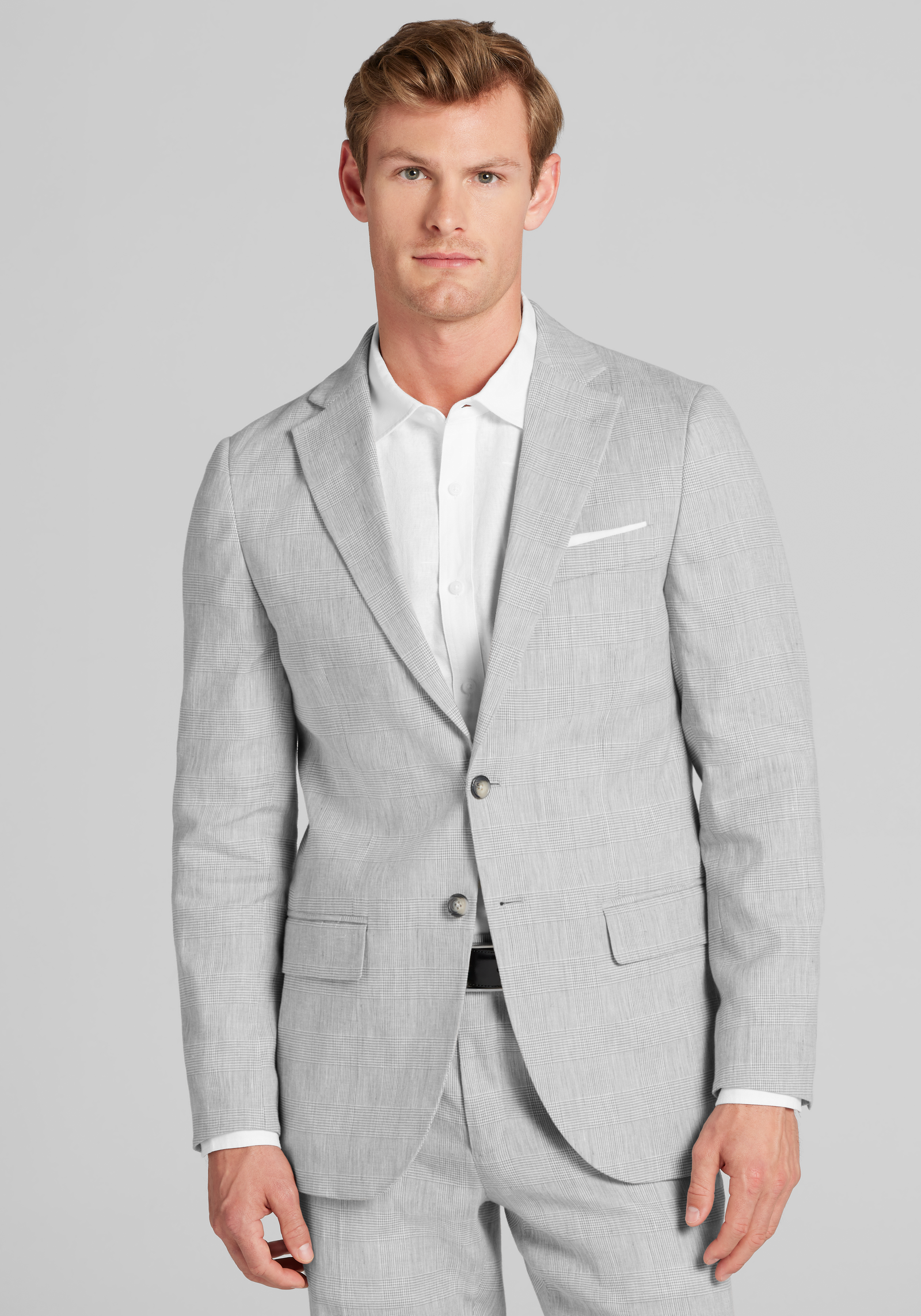 Jos. A. Bank Slim Fit Comfort Stretch Linen Blend Plaid Suit Separate Jacket