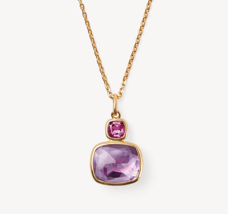 Duo Gemstone Pendant Necklace