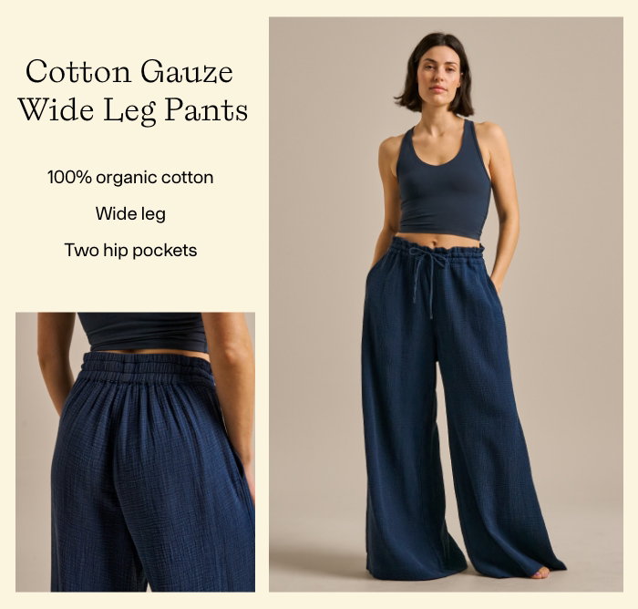 Breathable Cotton Gauze Wide Leg Yoga Pants