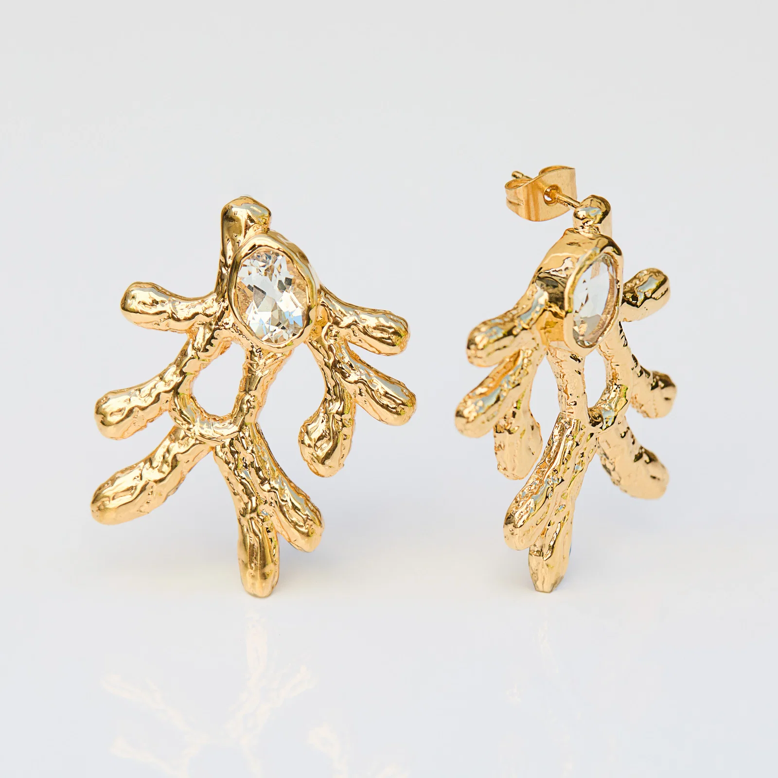 Image of Green Amethyst Statement Coral Earrings