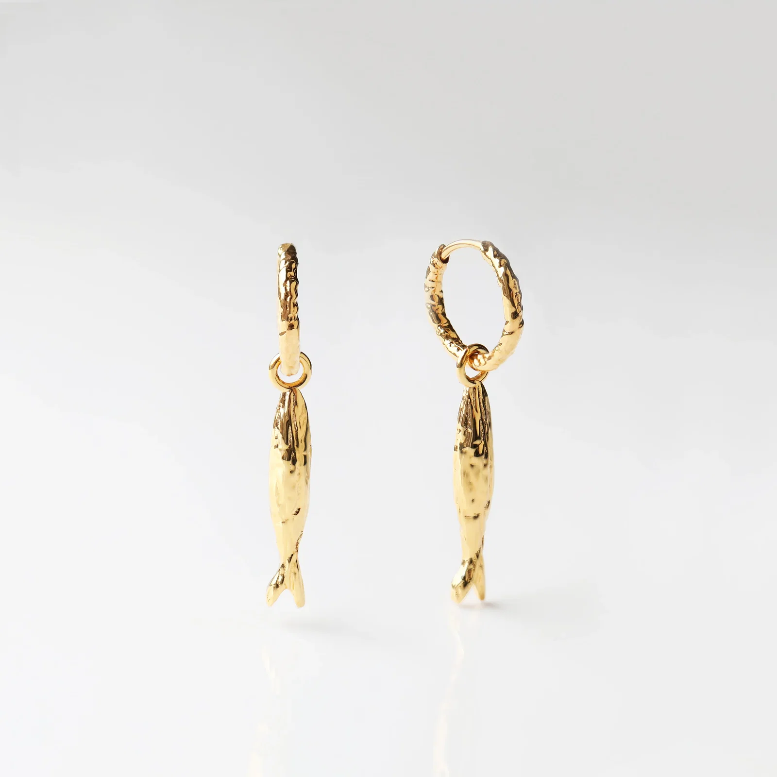 Image of Molten Fish Drop Hoop Earrings