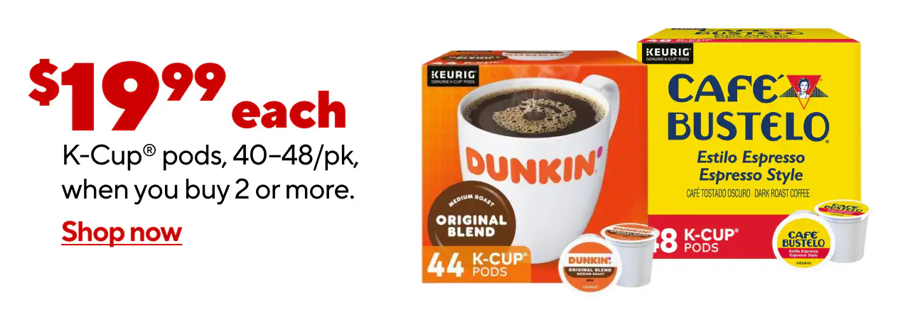 40/44/48ct. K-Cups 2 for $40