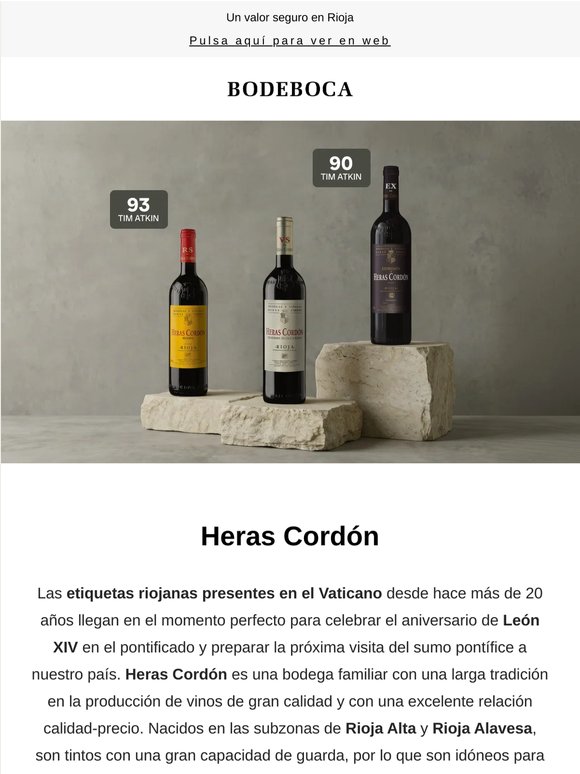 Heras Cordón con 20% dto.: la conexión de Rioja con la Santa Sede