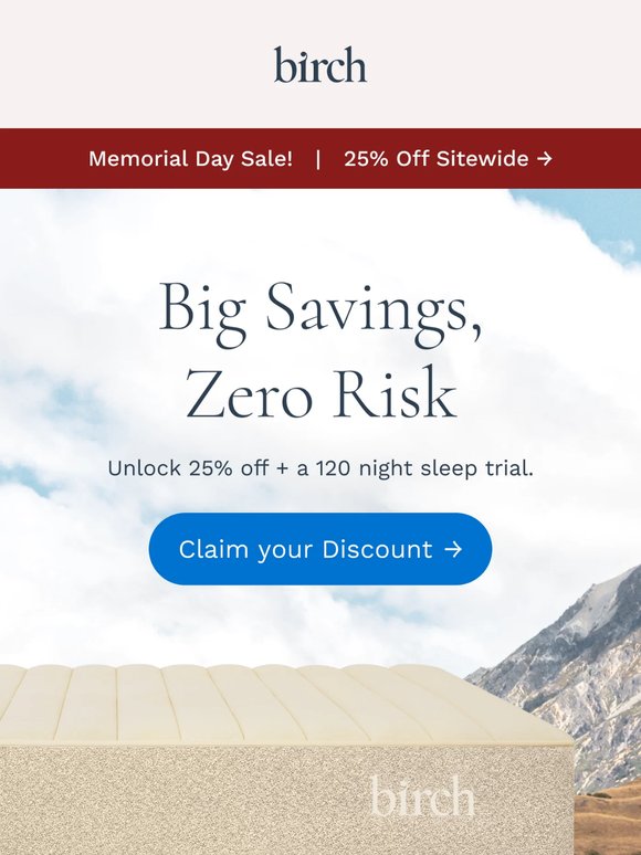25% off + a 120-night trial