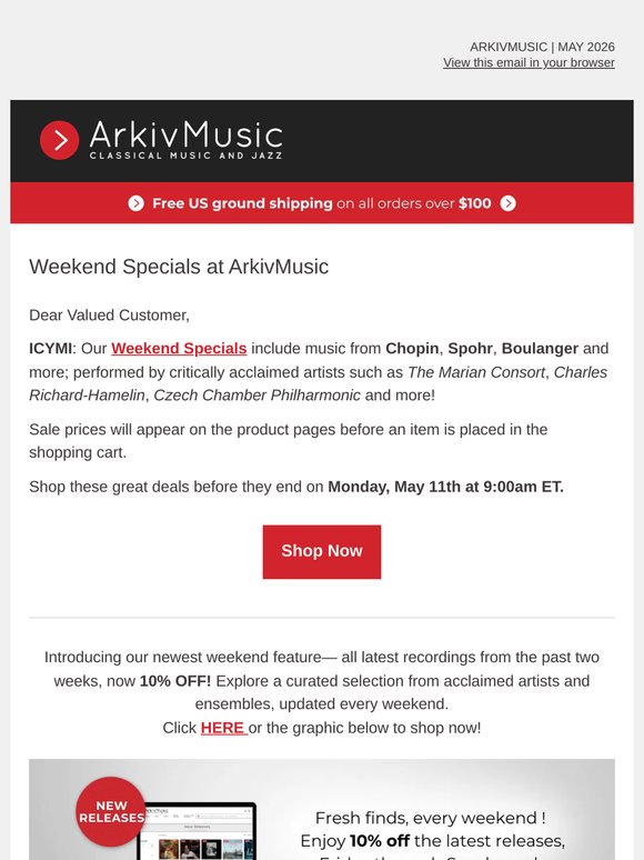 ICYMI: Weekend Specials at ArkivMusic