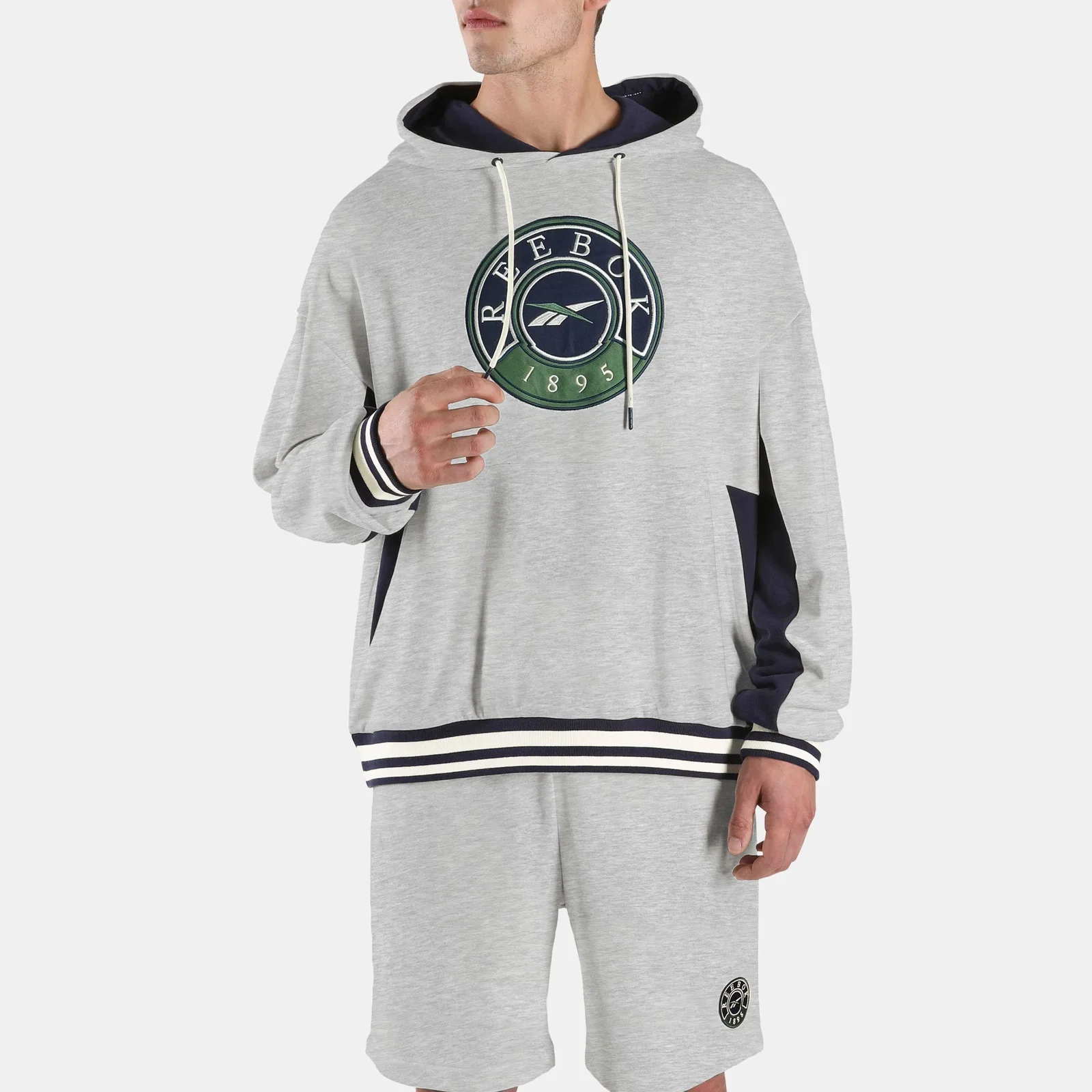 Image of REEBOK APPAREL MEN Lawn Club French Terry Hoodie ATHLETIC GREY MARL