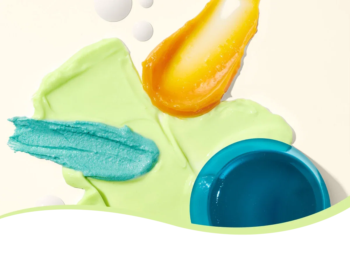 A bunch of zesty colourful swatches of our products