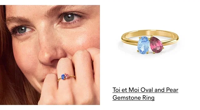 Toi et Moi Oval and Pear Gemstone Ring