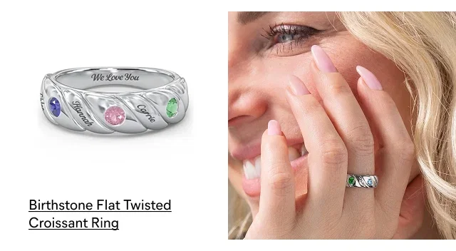 Birthstone Flat Twisted Croissant Ring