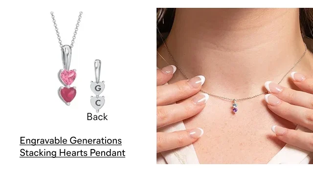 Engravable Generations Stacking Hearts Pendant 
