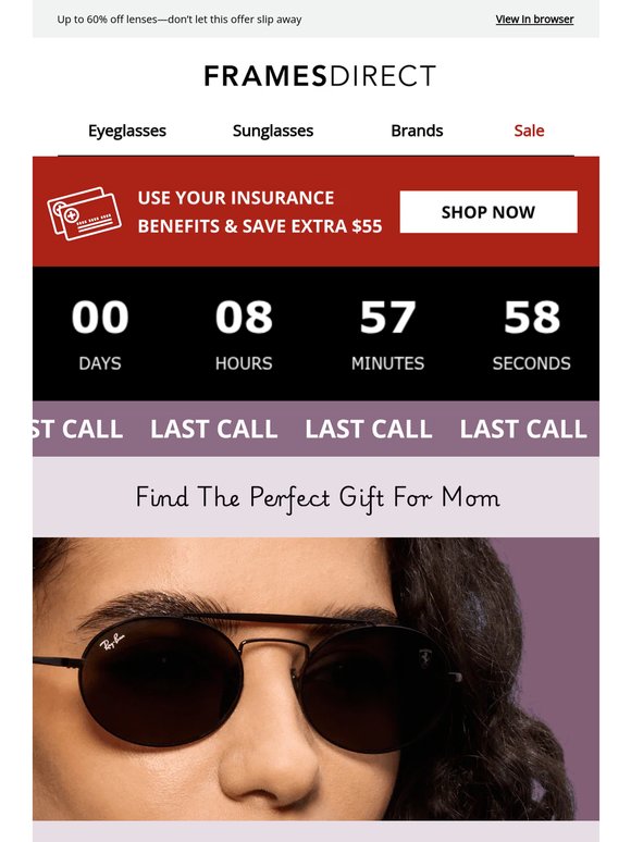 Last chance: up to 50% off frames