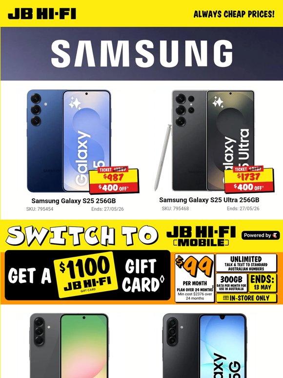Prices smashed on Samsung phones!