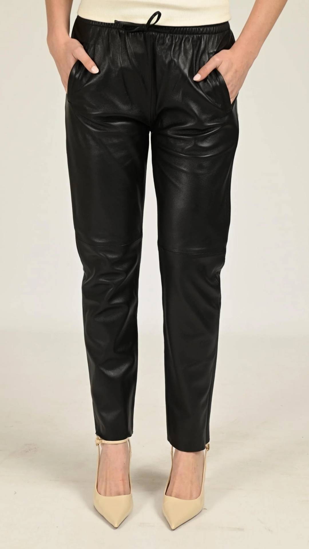 Pantalon jogpant cuir Gift noir